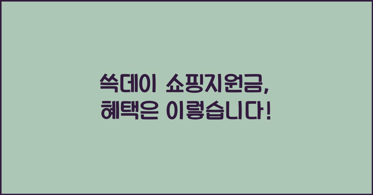 쓱데이 쇼핑지원금