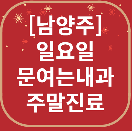 남양주 일요일 문 여는 내과 목록 ❘ 토요일 주말 공휴일 병원 바로 찾기