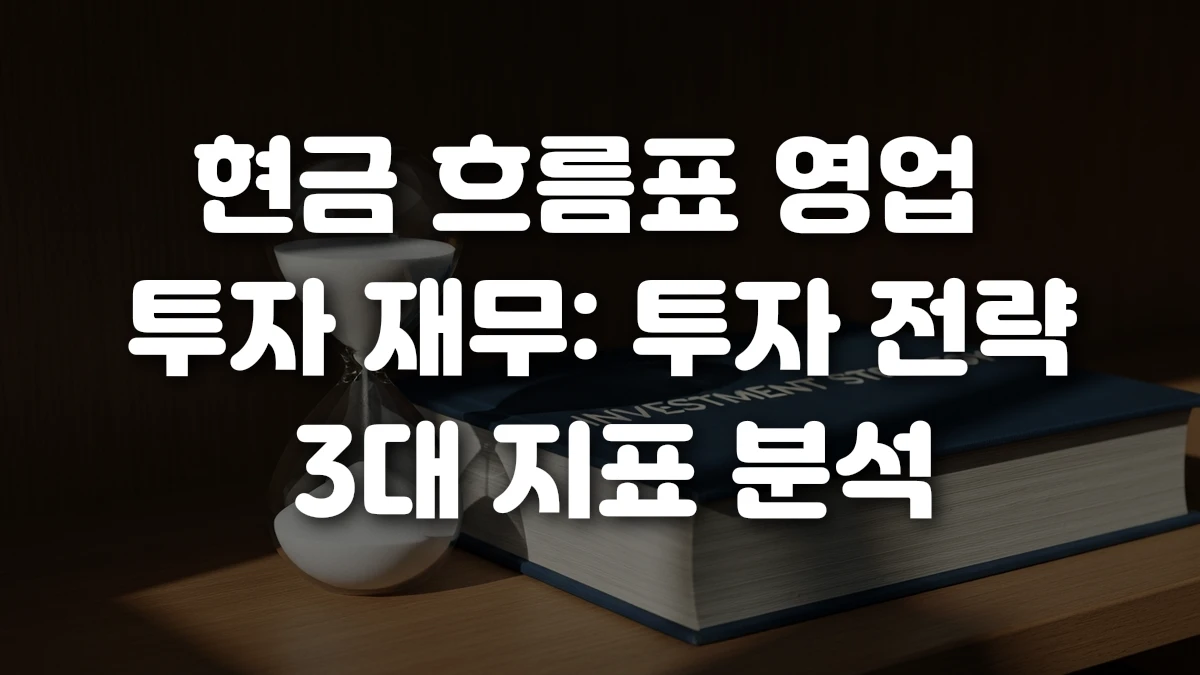 현금 흐름표 영업 투자 재무 투자 전략 3대 지표 분석