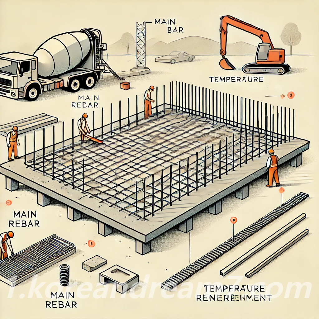 온도철근(Temperature Bar) 배근방향 및 최소비율