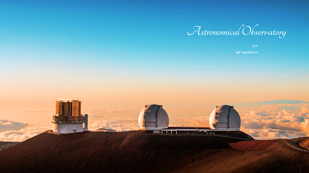 05 노을과 마우나케아 천문대 확대 C - Astronomical Observatory 밤하늘배경화면