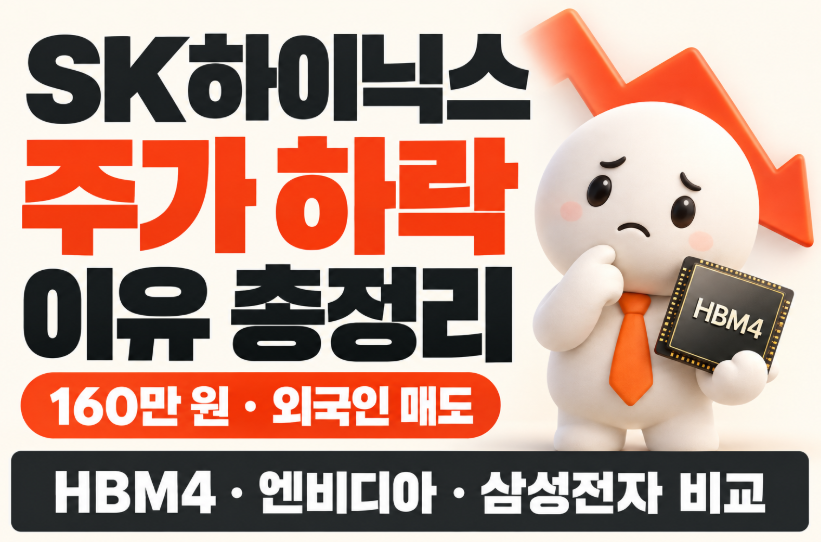 SK하이닉스 주가 하락 이유 총정리|160만 원 급락·외국인 매도·HBM4·엔비디아·삼성전자 비교