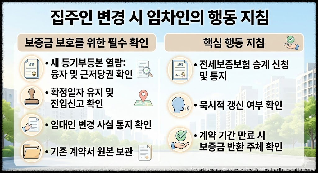 집주인 변경 시 임차인이 해야 할 행동, 보증금을 지키기 위해 꼭 확인해야 할 것들