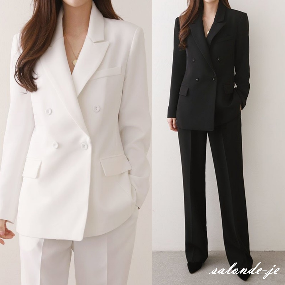 여자세미정장 더블 웨딩수트 여자셋업 빅사이즈 여성정장세트 면접복장