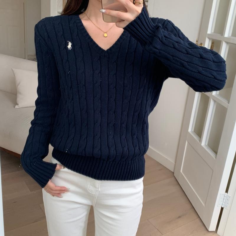 폴로 랄프로렌 케이블 포니 로고 브이넥 라운드넥 꽈배기 니트