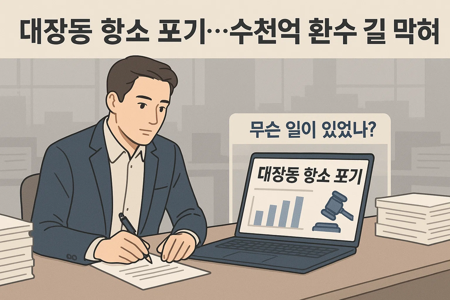 대장동 항소 포기 뉴스 해설, 남성 캐릭터 버전