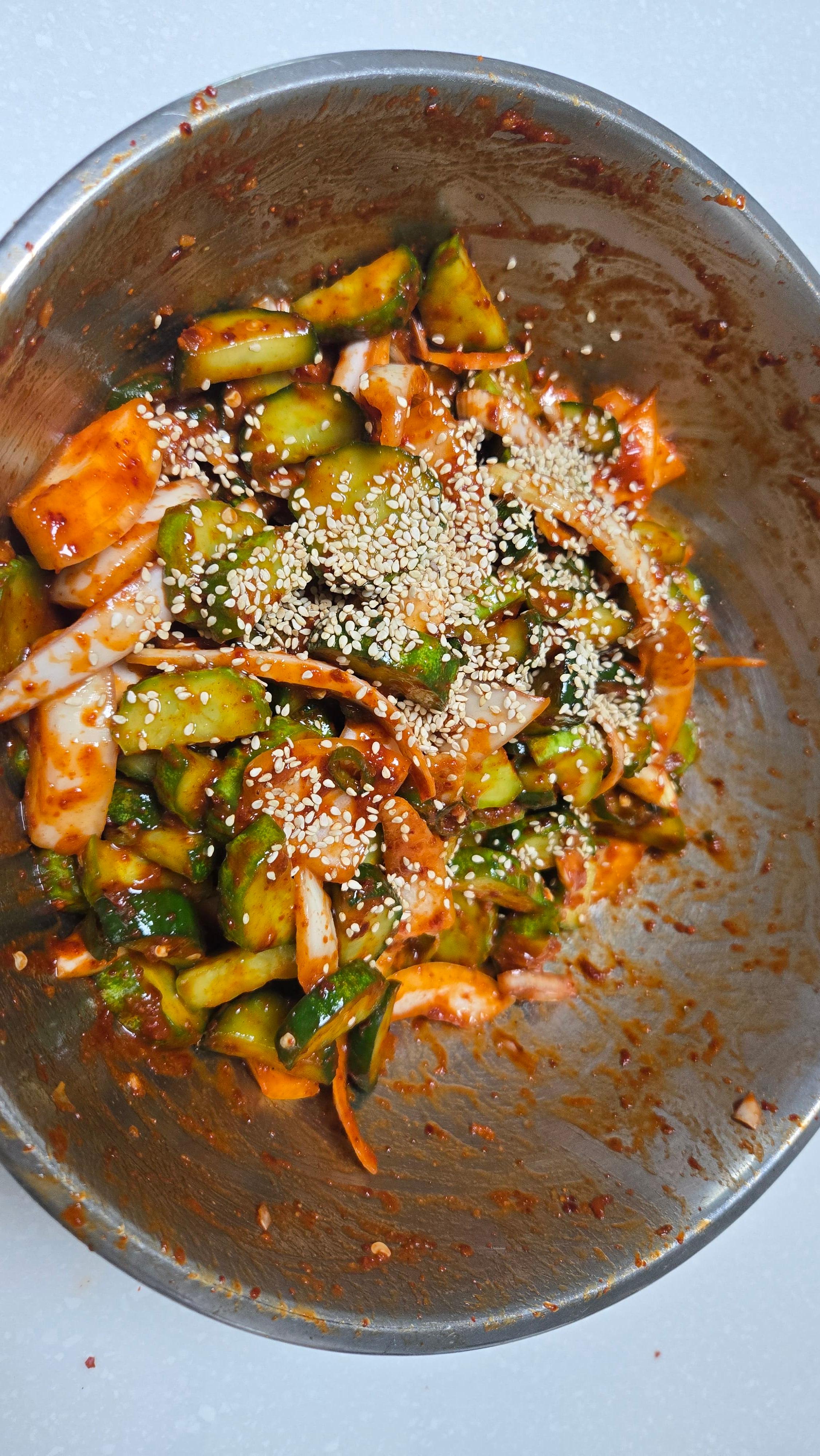 오이무침 버무리기