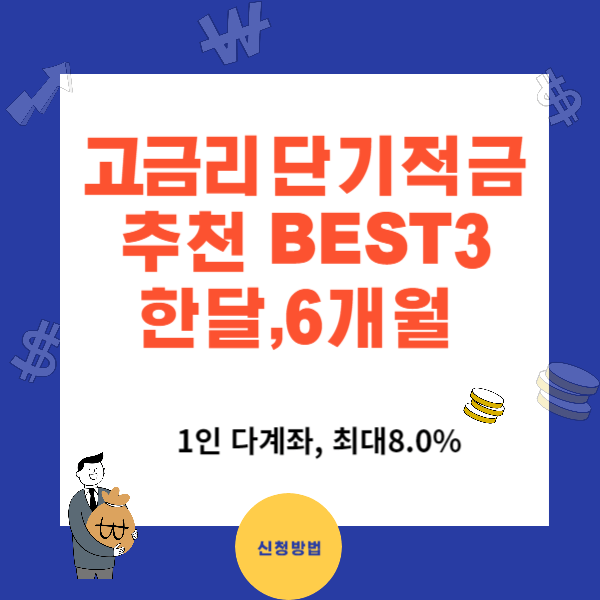 금리높은 단기적금(한달,6개월) 특판 모음 BEST3