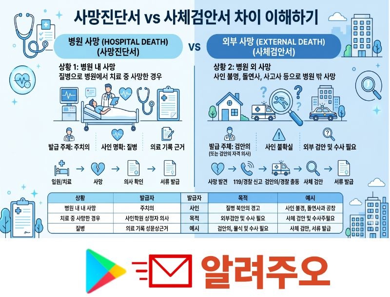 사망진단서와 검안서 차이 설명