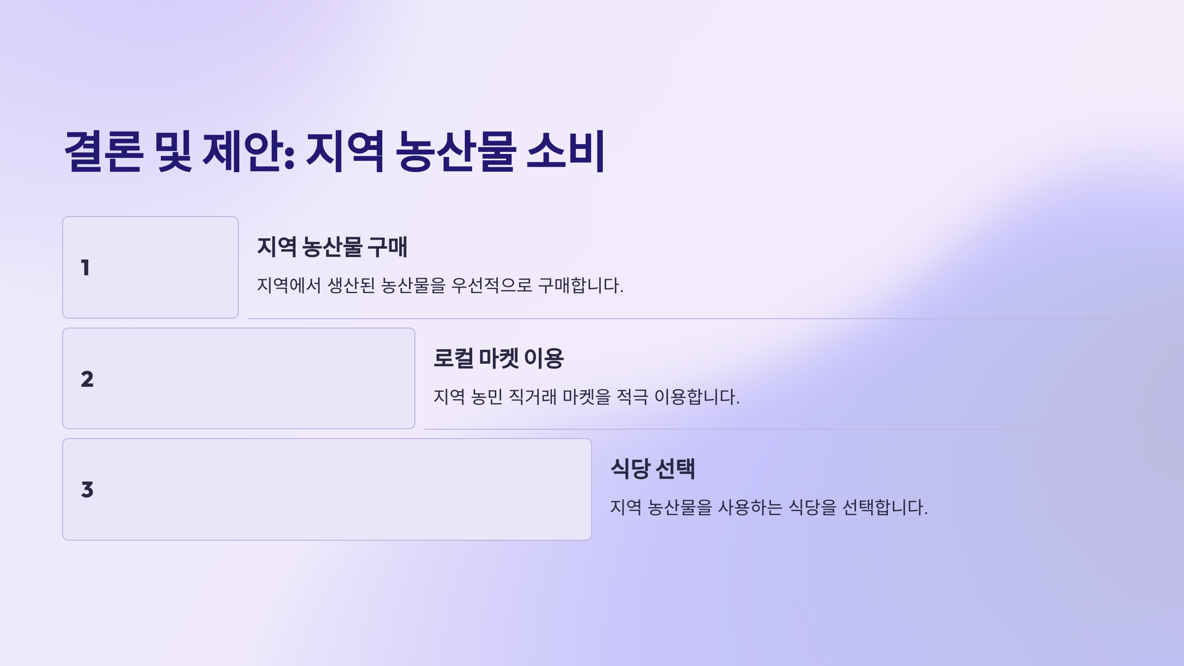 결론 및 제안: 지역 농산물 소비
