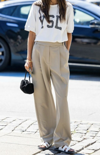 리넨 팬츠 + 티셔츠