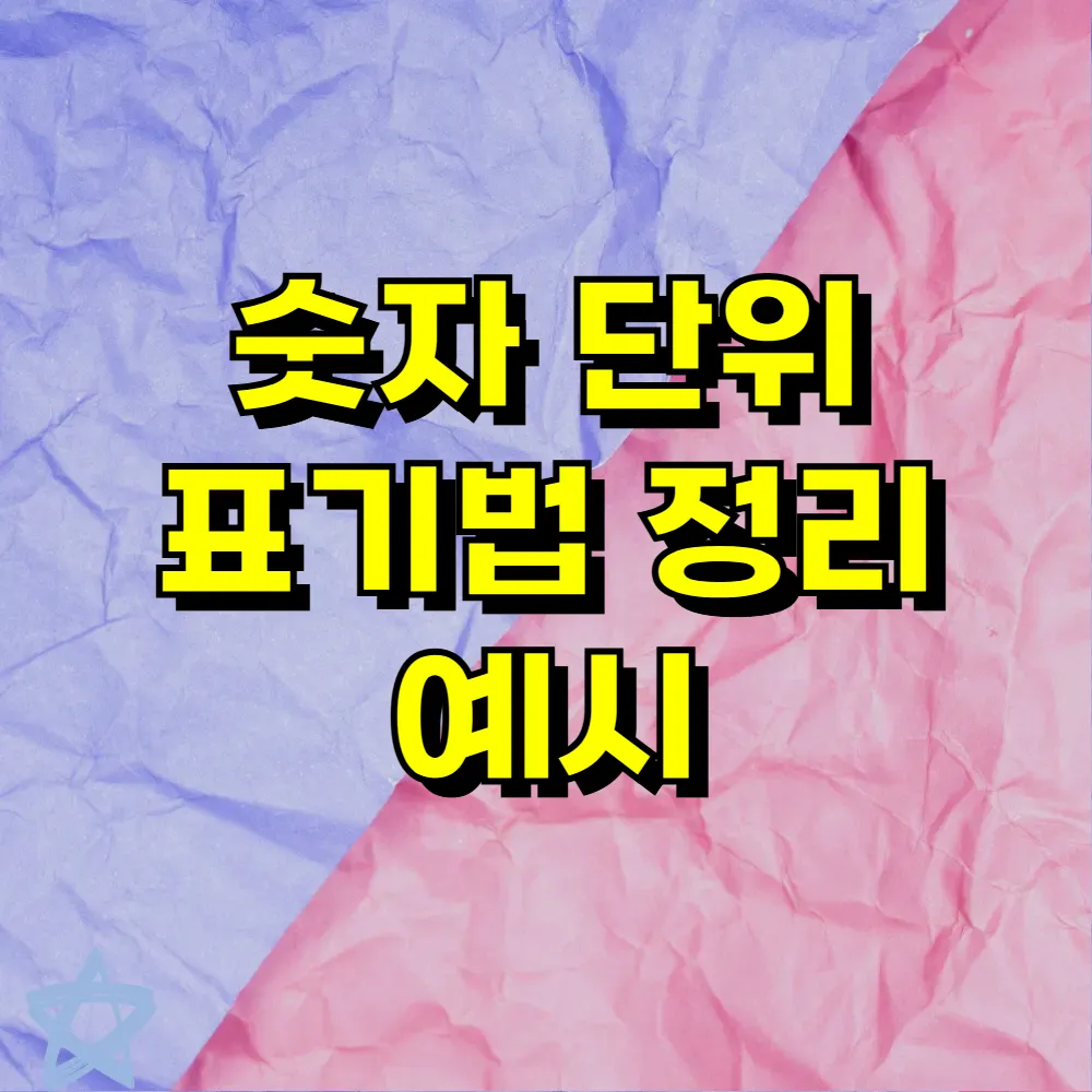 숫자 단위 표기법 정리 예시