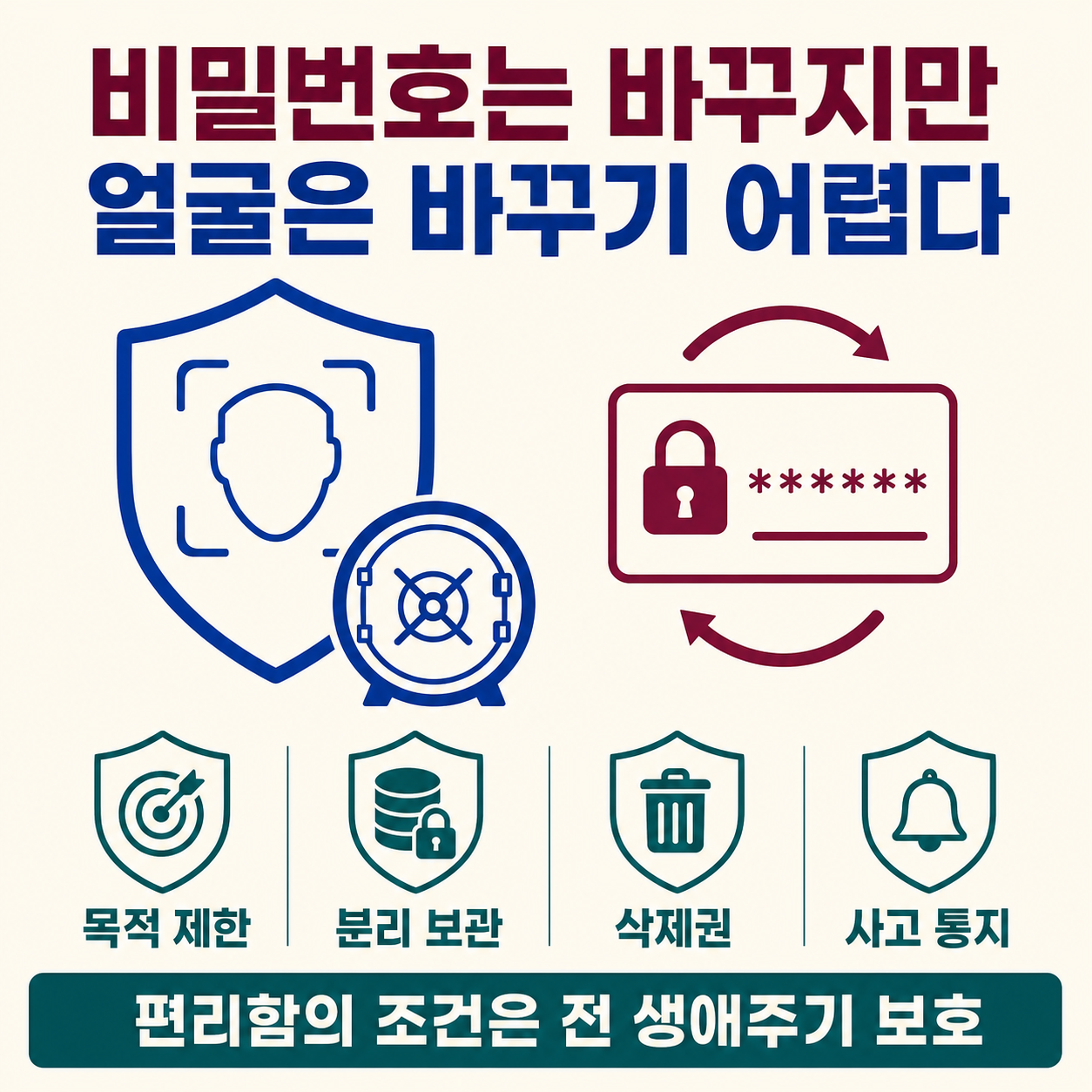 바꾸기 어려운 생체정보에 필요한 보호 원칙