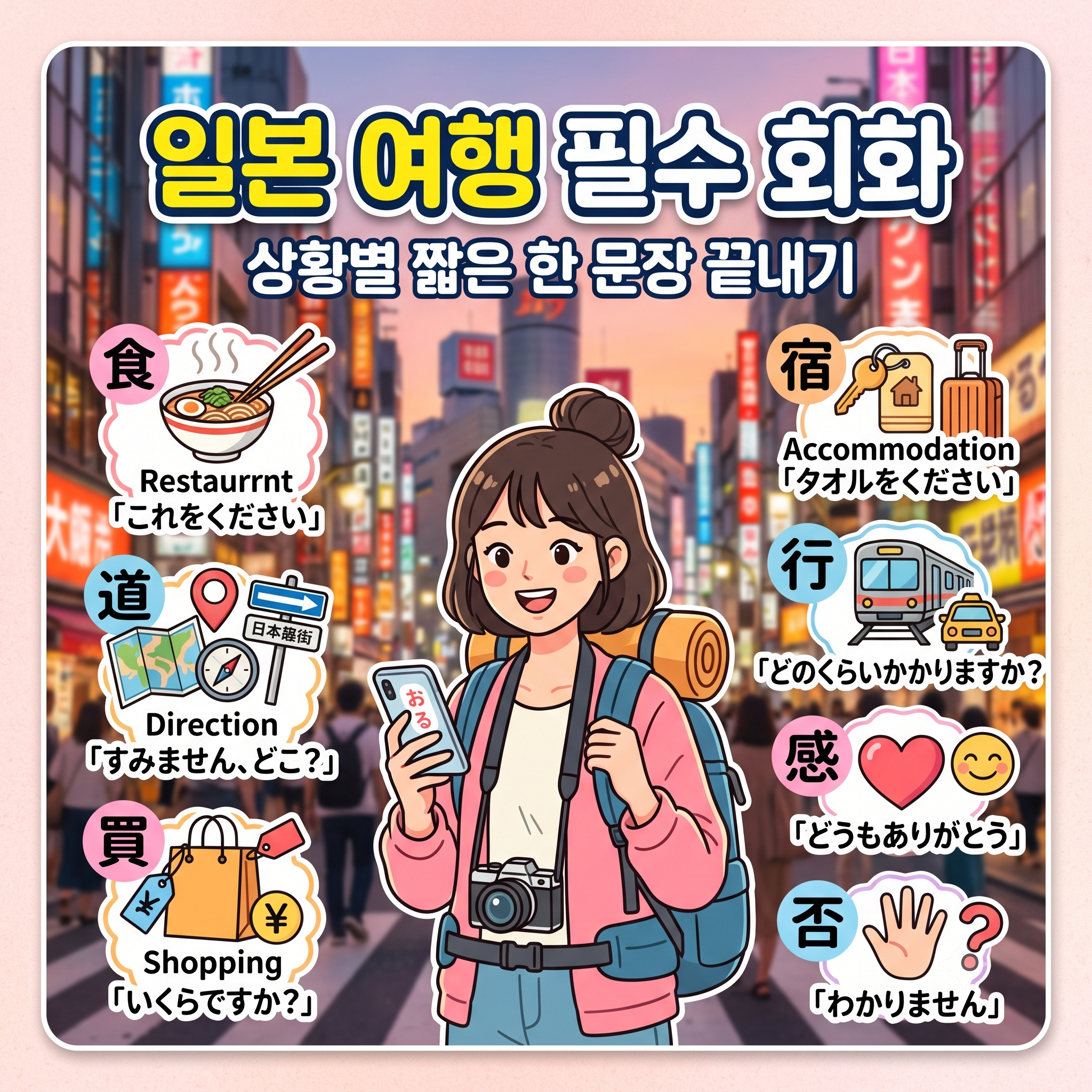 일본 여행 필수 회화: 상황별 짧은 한 문장으로 끝내는 일본어 가이드