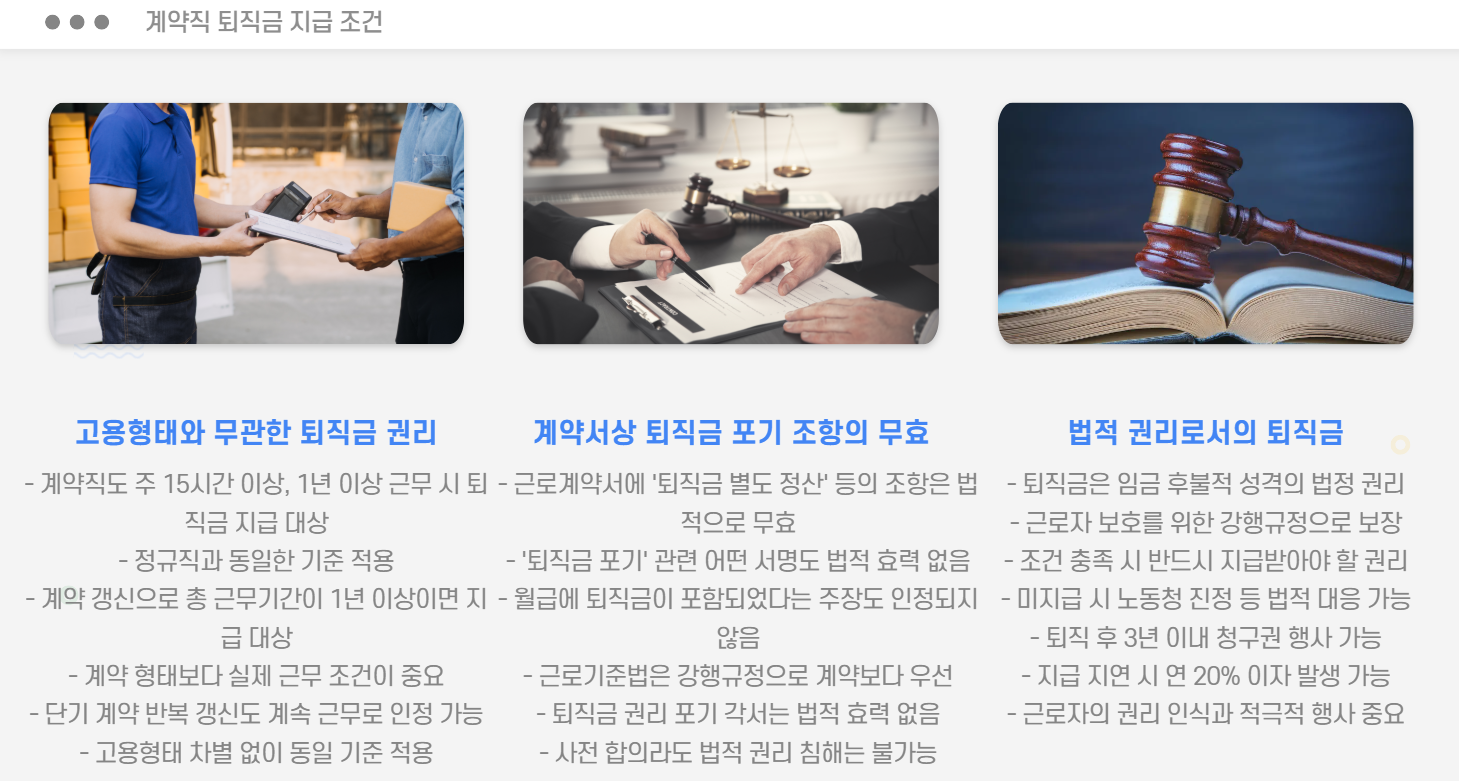 계약직 퇴직금 지급 조건