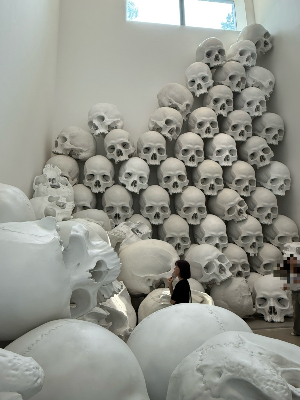 해골 100개가 쌓인 압도적 조형물