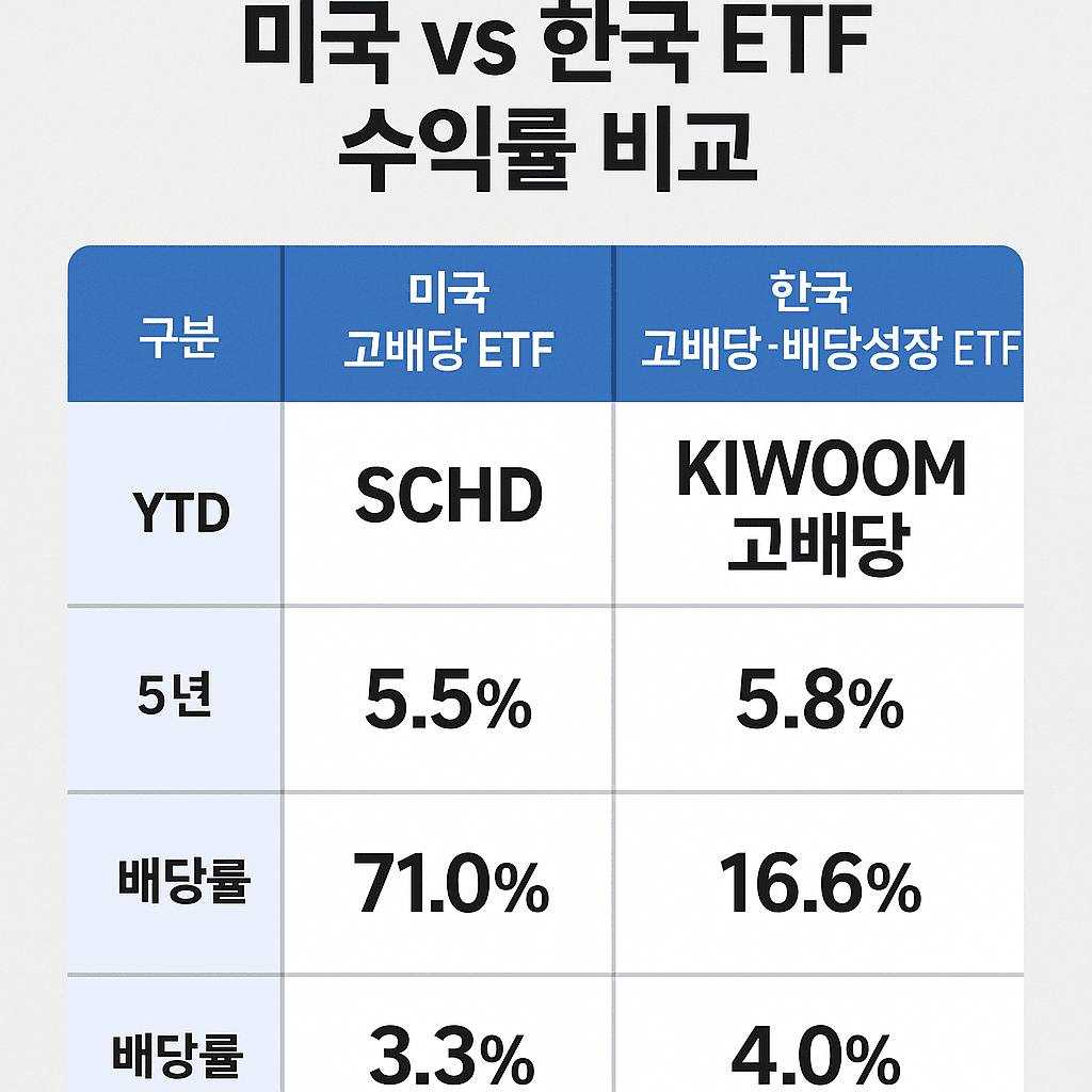 〈미국 고배당 ETF vs 한국 ETF〉: 수익률 비교 및 추천 가이드