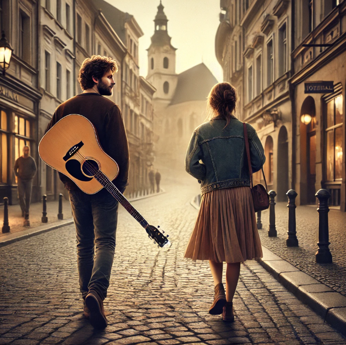 두 남녀가 같이 걸어가는 이미지