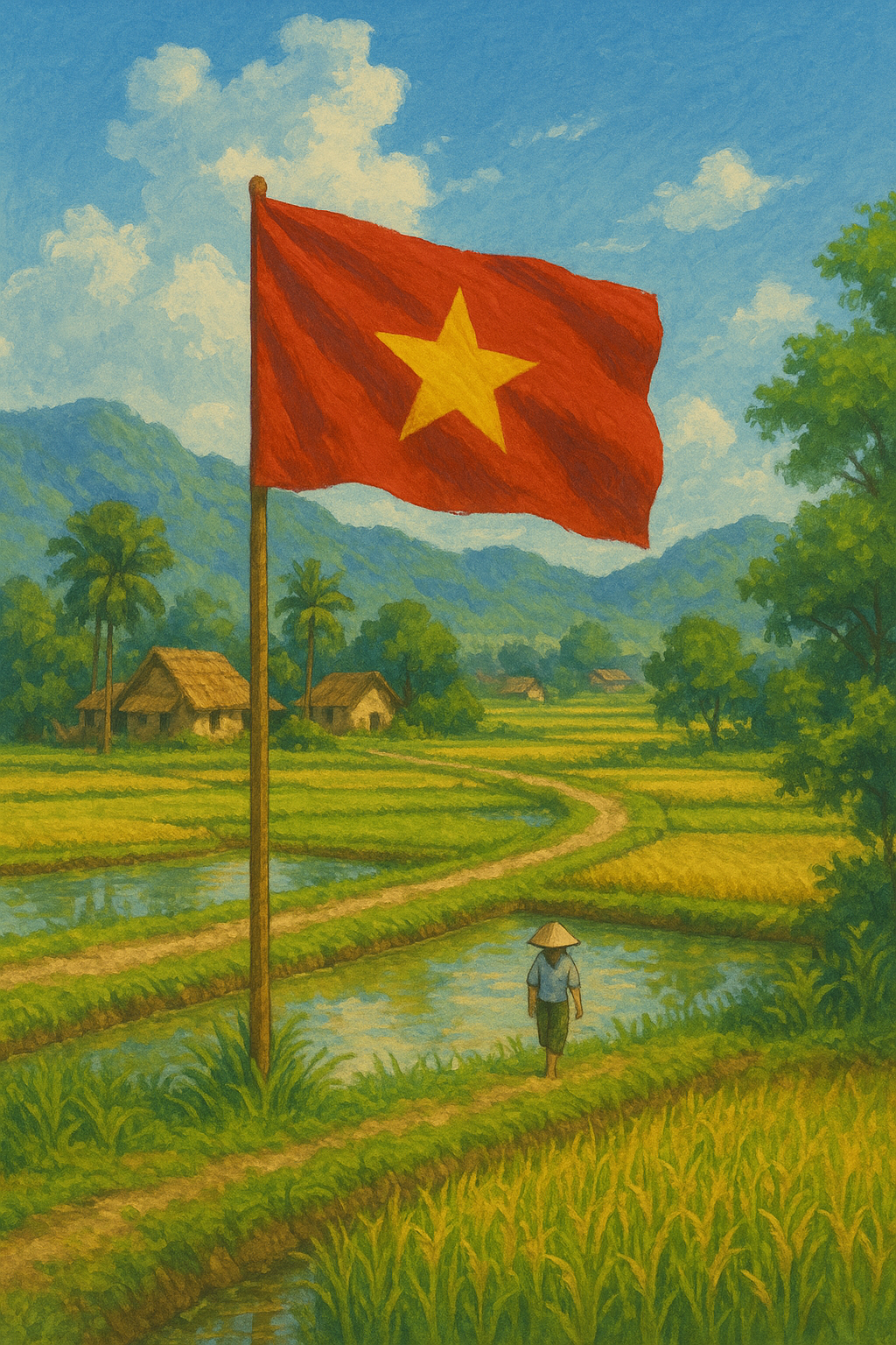 베트남 국기와 환경 사진 (베트남만의 특별한 분위기)