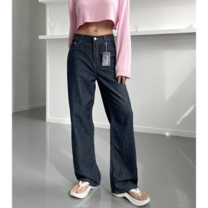 썸머 린넨 루즈 와이드 생지 데님 청바지 여름 진청 통바지