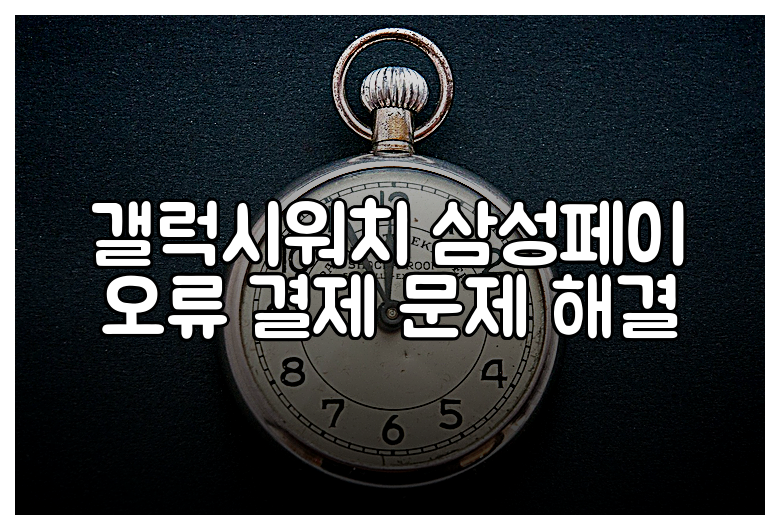 갤럭시워치 삼성페이 오류 결제 문제 해결