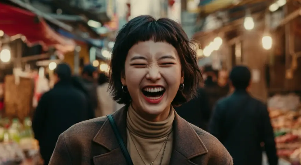 밝게 웃는 여성