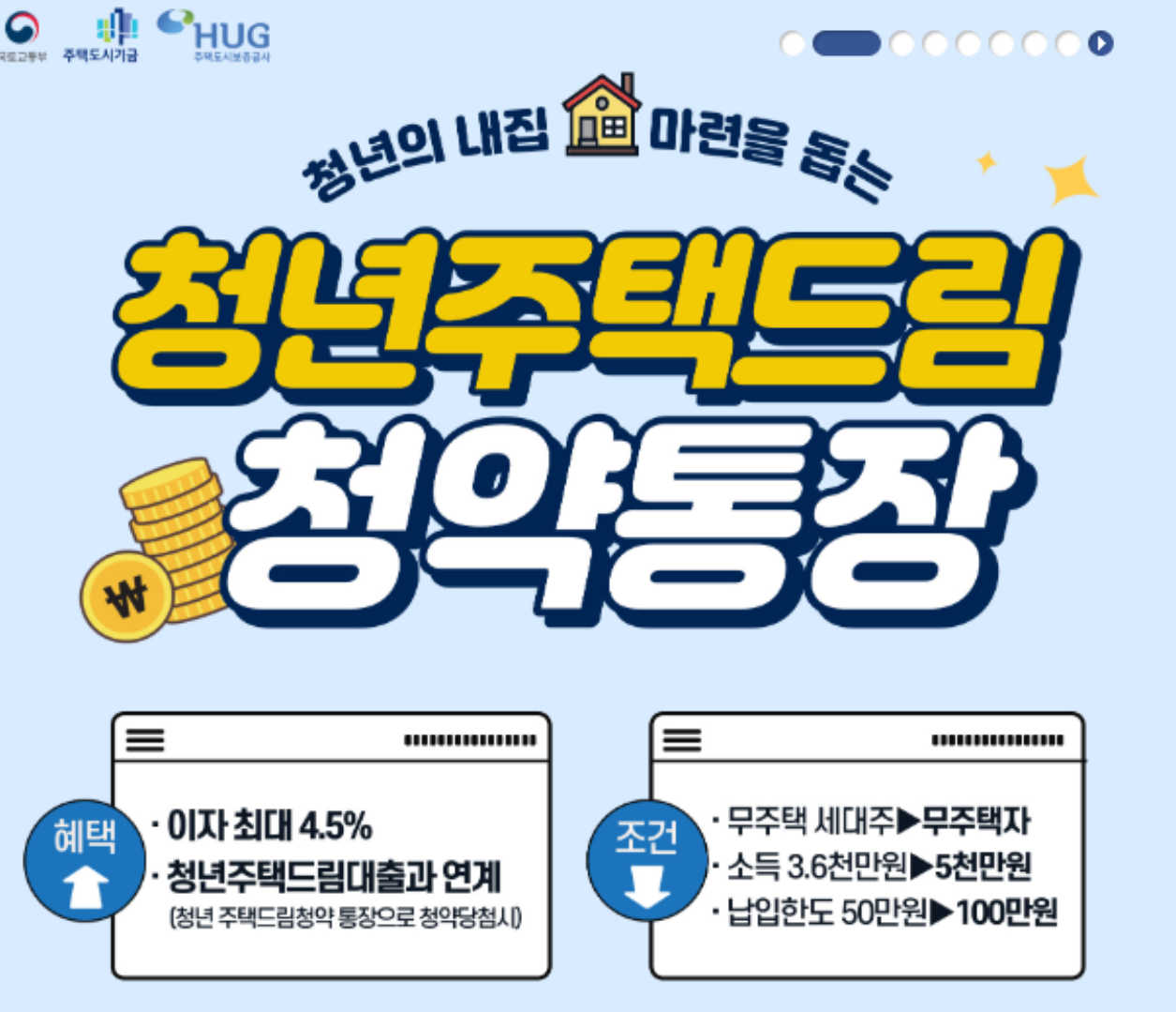 국토교통부에서 제공한 청년주택드림 청약통장 포스터 입니다.