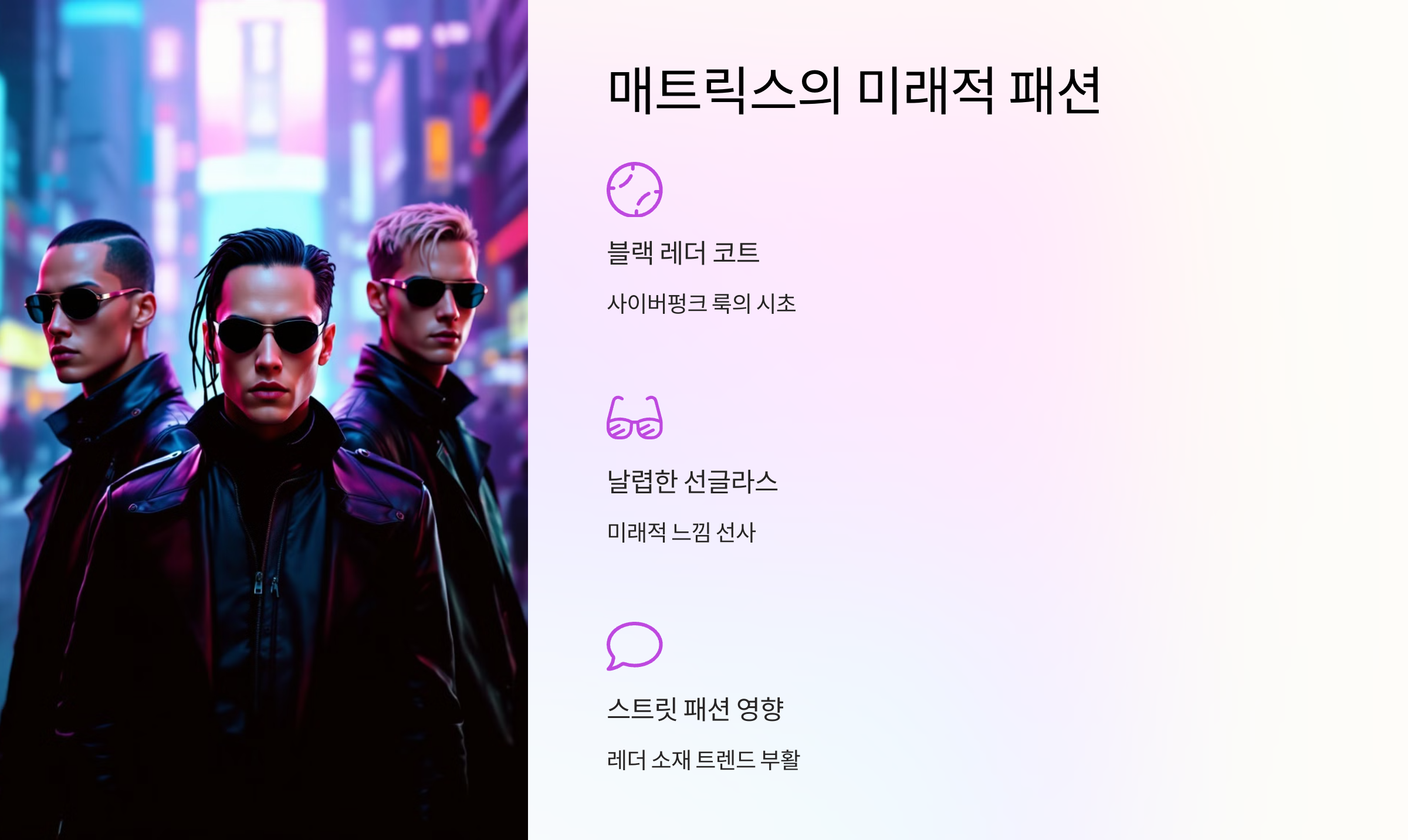 매트릭스의 미래적 패션