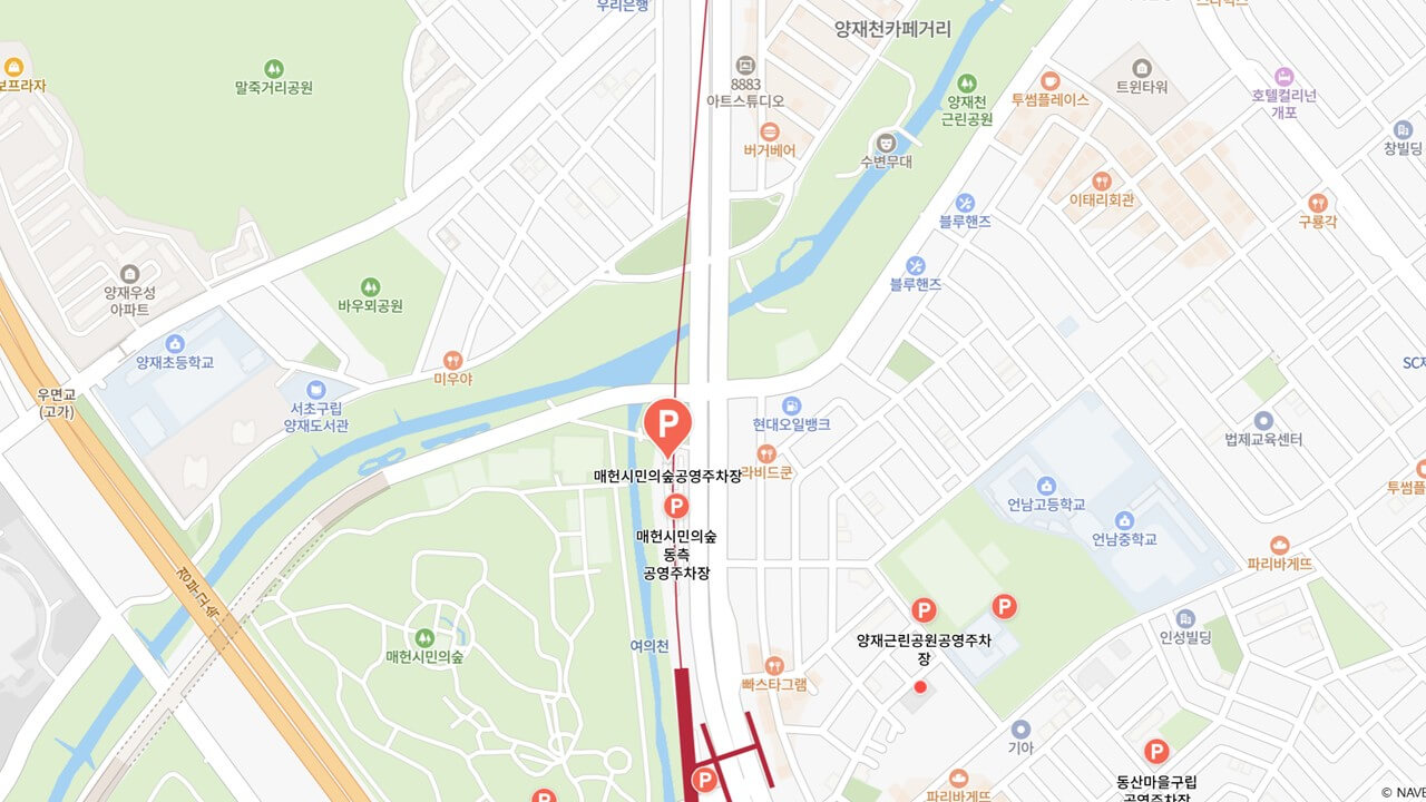 매헌시민의숲공영주차장 지도