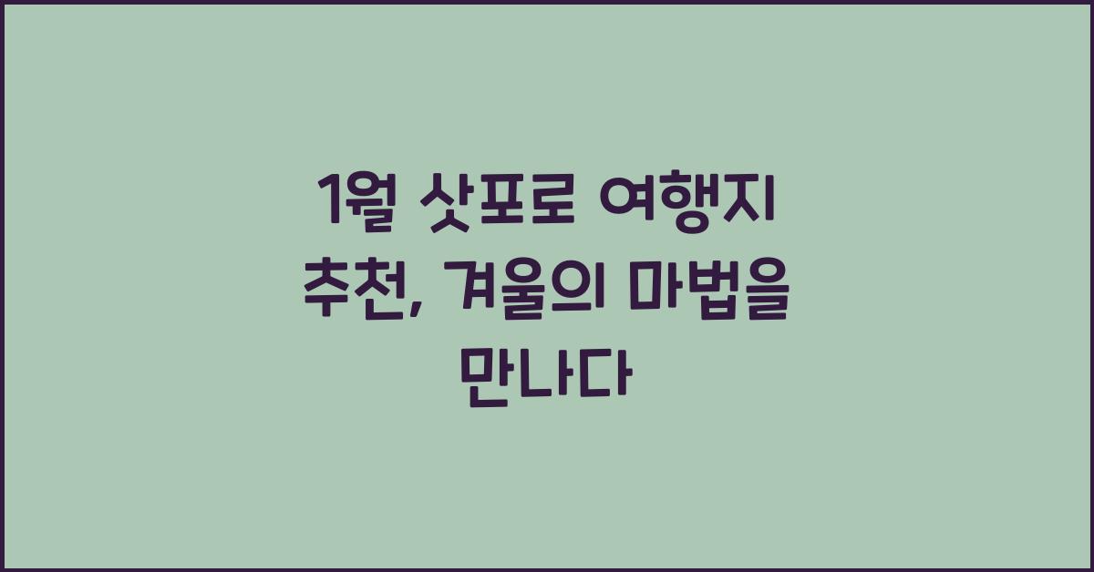 1월 삿포로 여행지 추천
