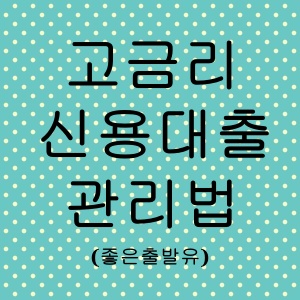 고금리 신용대출 관리는 어떻게 하면 현명한가?