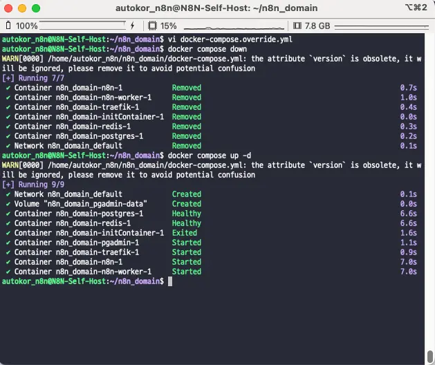 docker-compose.override.yml을 통한 docker compose 배포