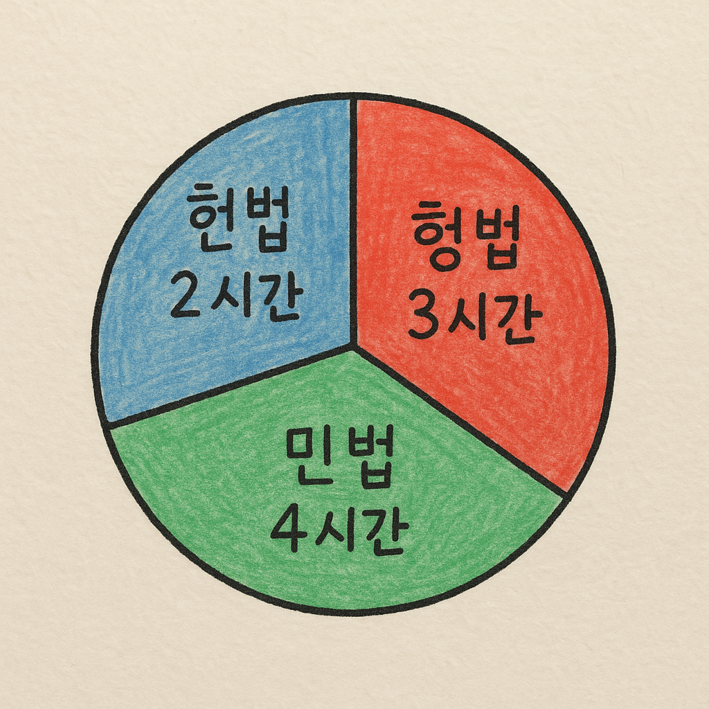 과목별로 다르게 시간이 배분된 모습