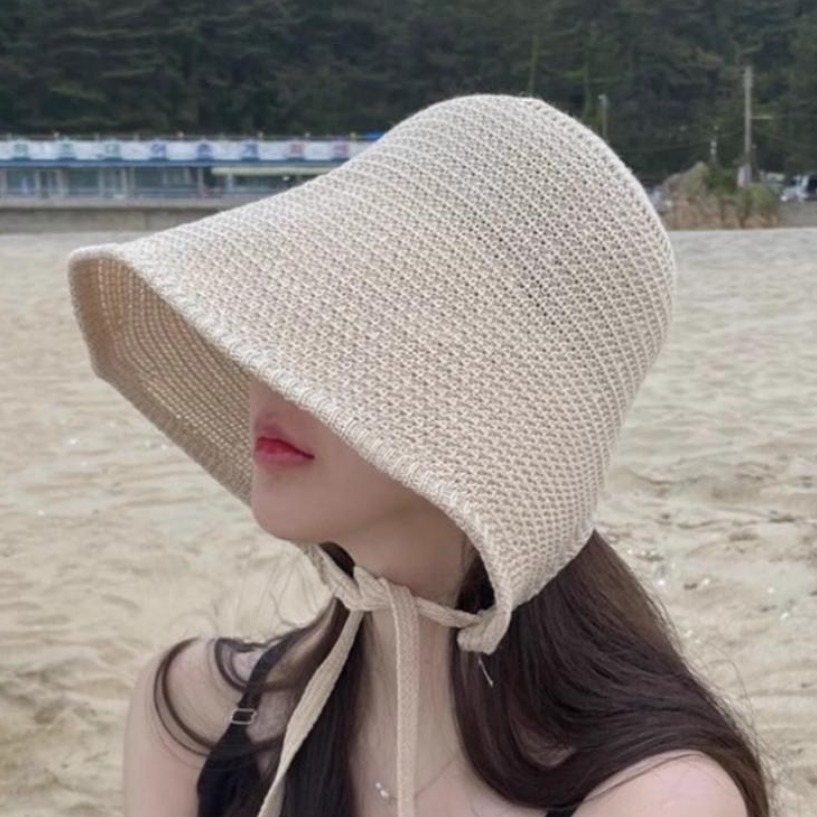 여성 밀짚 벨 버킷햇 보넷