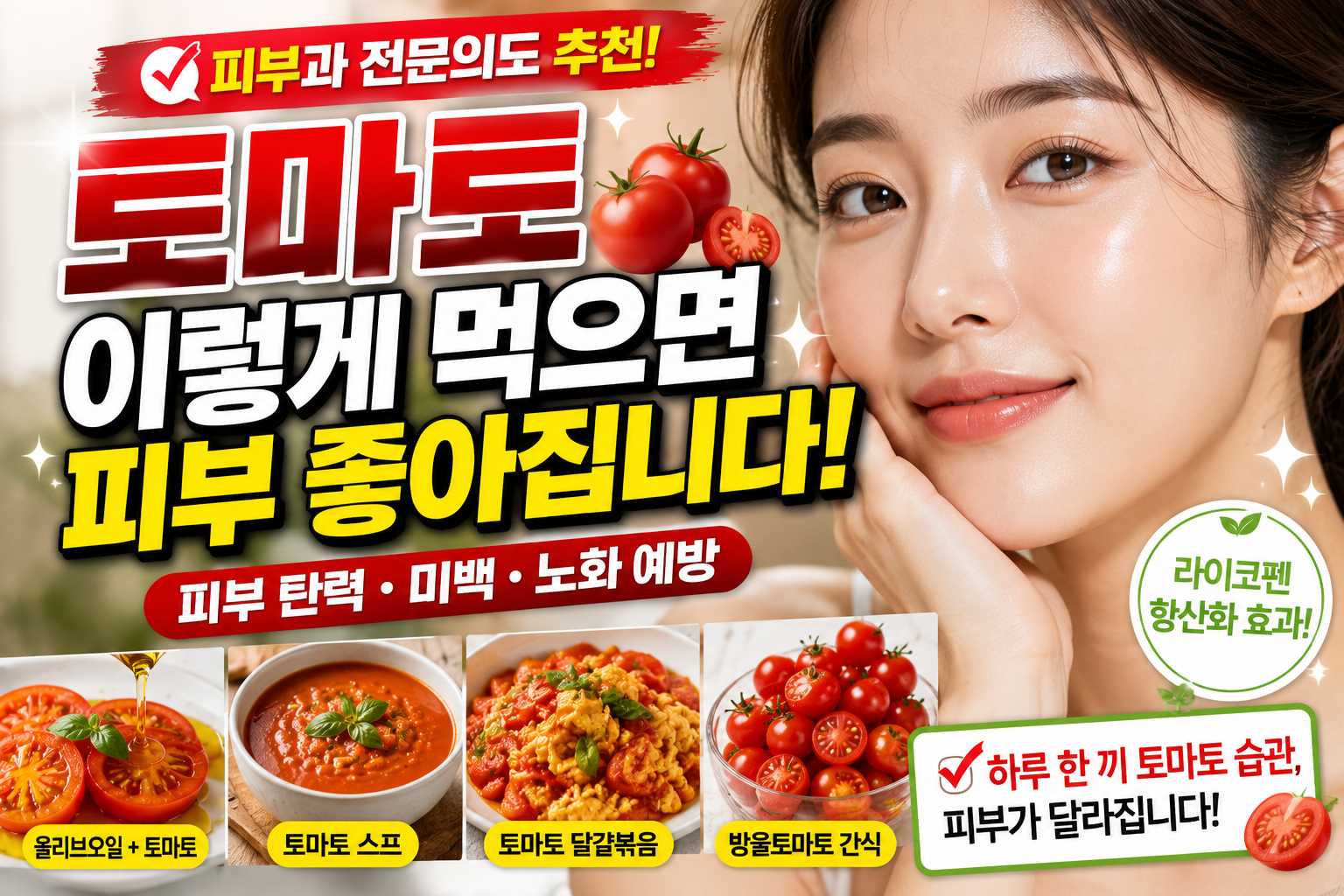토마토 이렇게 먹으면 피부 좋아집니다, 피부과에서도 주목하는 건강 습관