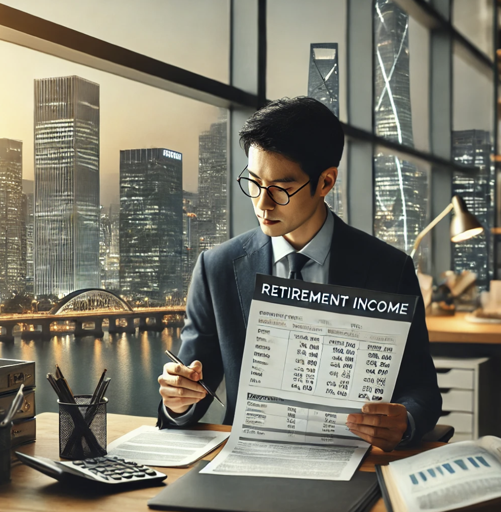 퇴직소득문서를 검토하는 장면