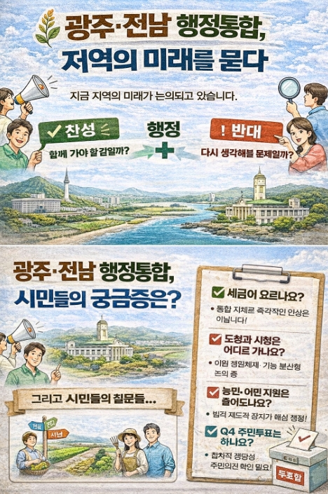 광주 전남 행정통합 - 완벽정리(찬반 논리 등)