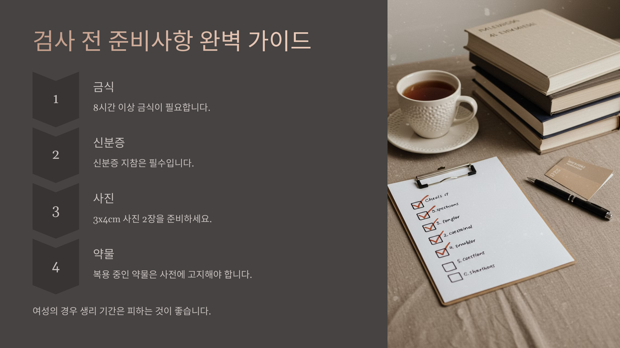 금식 여부 및 준비사항