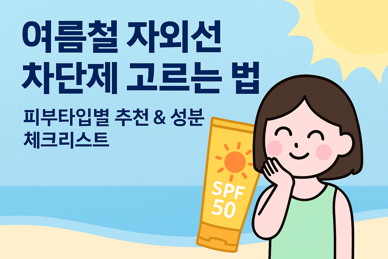 SPF, PA지수, 무기자차/유기자차 차이까지! 여름철 자외선 차단제 제대로 고르는 법을 피부 유형별로 정리한 실전 가이드입니다.