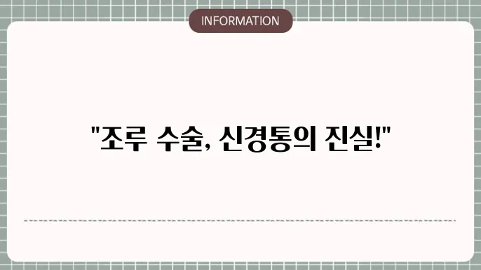 조루 수술의 기술적 측면