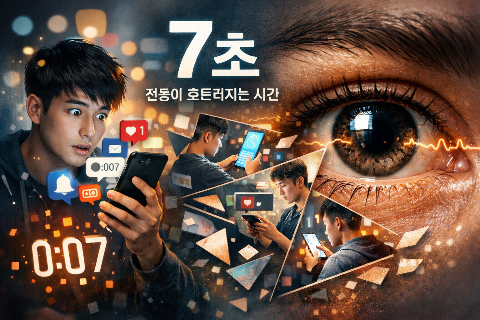 스마트폰 알림과 집중력 (7초 법칙, 사용 습관, 동공 반응)