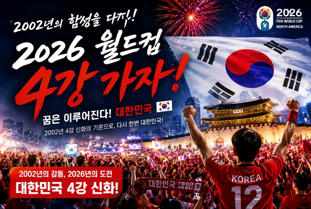 꿈은 이루어진다! 2002 월드컵 4강 신화처럼 2026 북중미 월드컵 대한민국 응원 총정리