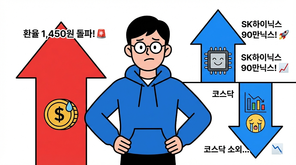 [주간전망] 🚨 환율 1,450원 뚫렸다! SK하이닉스 '90만닉스' 독주 속 살아남는 월요일 대응 전략