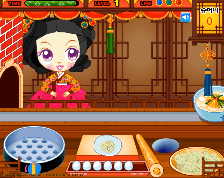 슈의-황진이-고향만두-플래시게임-플레이-만두피에-만두속을-넣는-화면