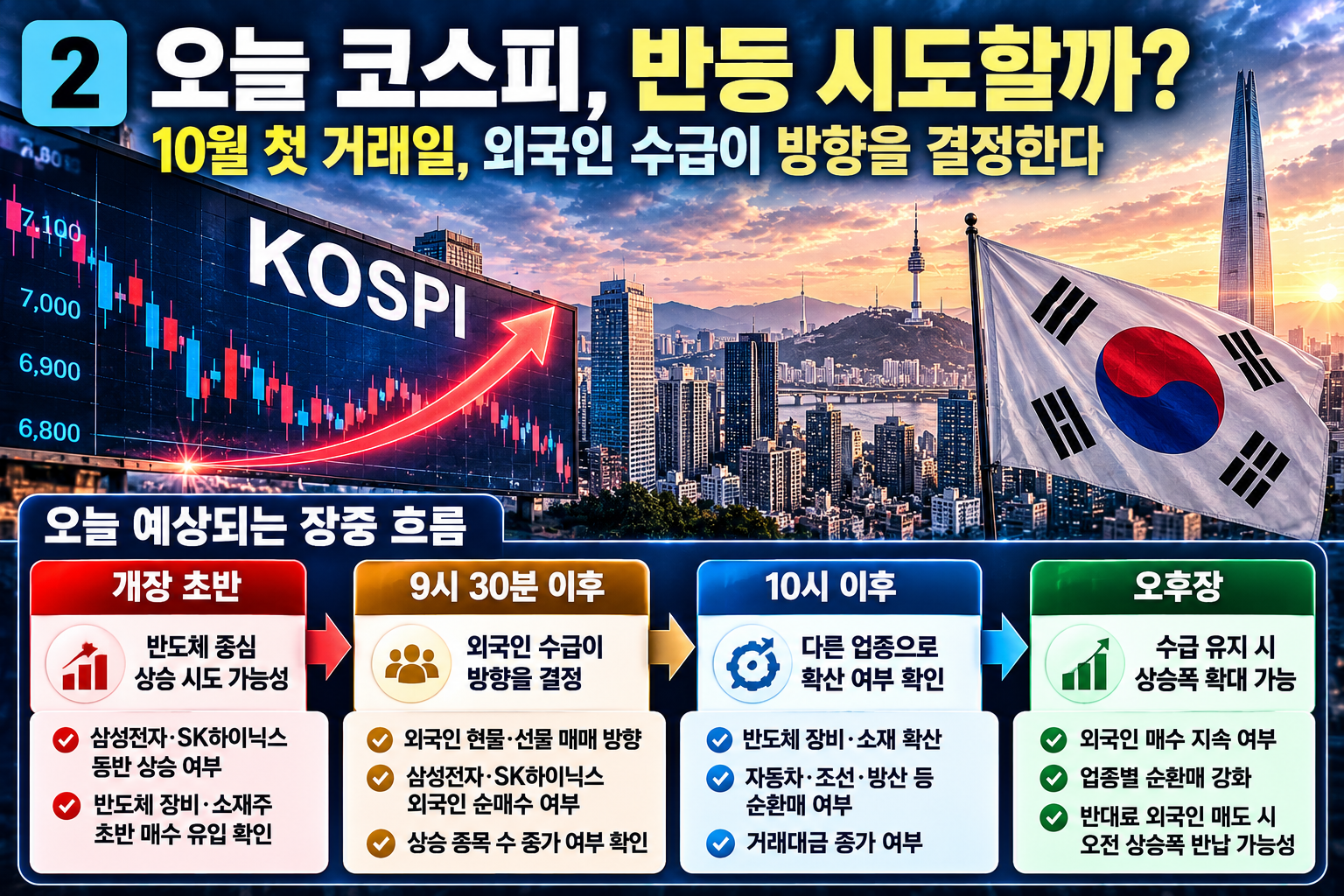 삼성전자·SK하이닉스와 외국인 수급이 오늘 한국 증시의 열쇠