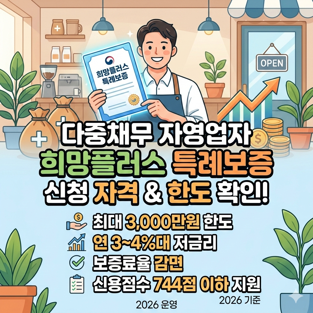 다중채무 자영업자 희망플러스 특례보증 자격 한도 확인
