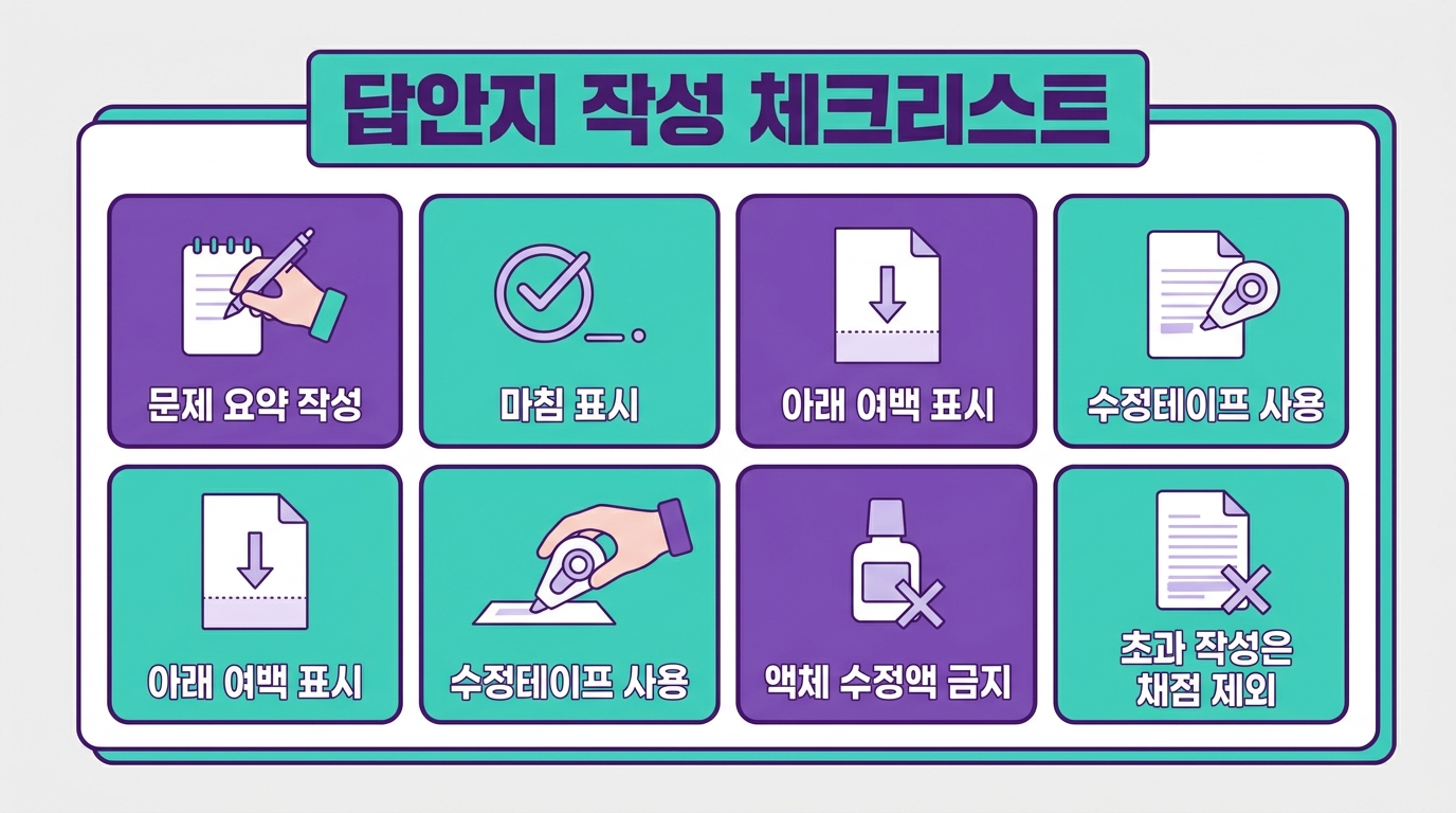 산업안전지도사 2차 시험 답안 작성 체크리스트 인포그래픽