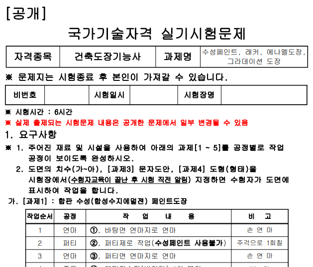 건축도장기능사-공개문제