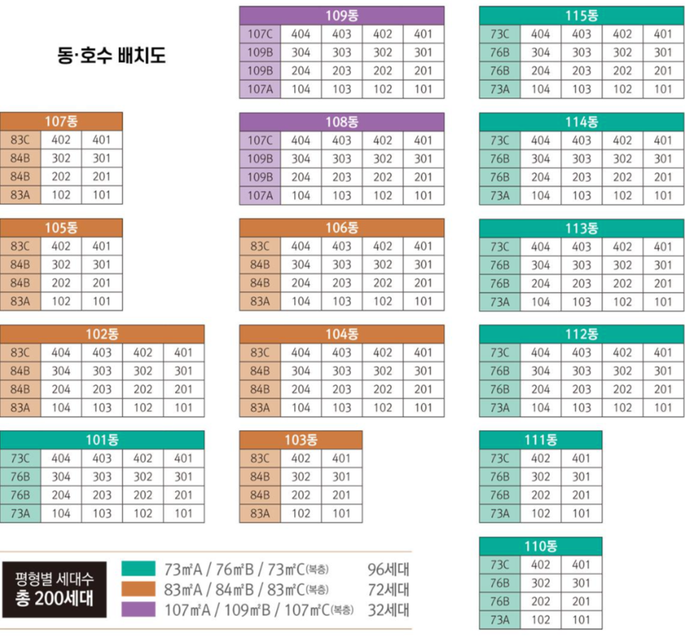 속초 영랑호 엘크루 라테라 동호수 배치도