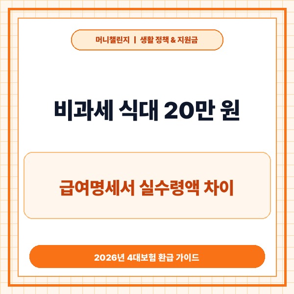 비과세 식대 20만 원, 급여명세서 실수령액 차이와 4대보험 환급 가이드